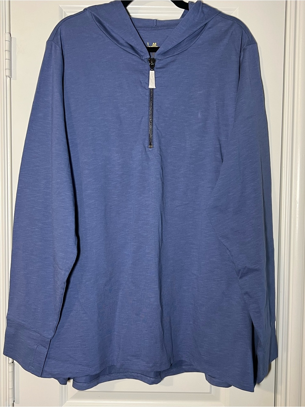 Blue Half-Zip Hooded Top